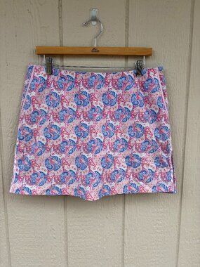 Vintage Golftini Skort Women's 12 Pink Blue Paisley Tennis Outdoor Summer USA